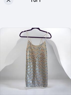 Forever 21 Silver and Gold Sequin Chevron Mini Dress